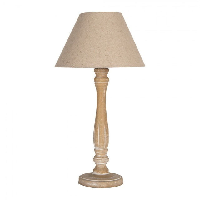 Brocante Table Lamp 26 x 50cm Brown Wood - TABLE/BEDSIDE LAMPS - Beattys of Loughrea