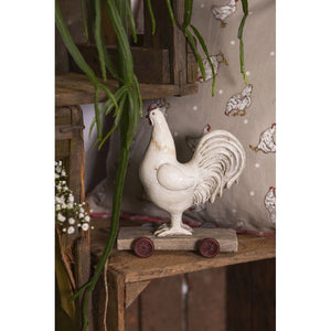 Figurine Rooster on Wheels 15 x 7 x 17cm White Polyresin - ORNAMENTS - Beattys of Loughrea
