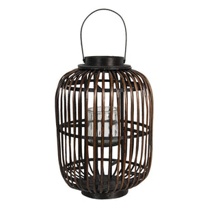 Wind Light 34 x 50cm Brown Wood Round Lantern - CANDLE HOLDERS / Lanterns - Beattys of Loughrea