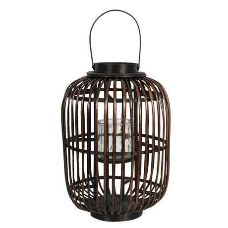 Wind Light 34 x 50cm Brown Wood Round Lantern - CANDLE HOLDERS / Lanterns - Beattys of Loughrea