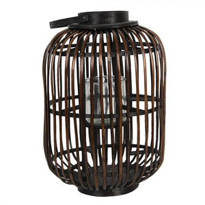 Wind Light 34 x 50cm Brown Wood Round Lantern - CANDLE HOLDERS / Lanterns - Beattys of Loughrea