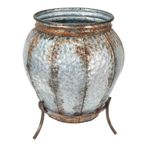 Vase 24 x 38cm Grey Brown Iron Round Decorative - FLOWERPOT/VASE/JUG 1 - Beattys of Loughrea