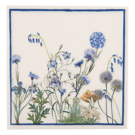 Pack of 20 Paper Napkins 33 x 33cm Blue Flowers - APRON/GLOVE/TEXTILE - Beattys of Loughrea