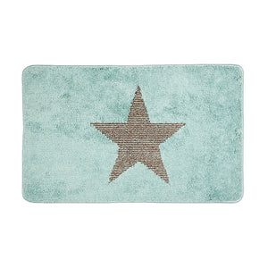 Bath Mat 78 x 48cm Blue Polyester Star Rectangle - BATH MATS/SETS - Beattys of Loughrea