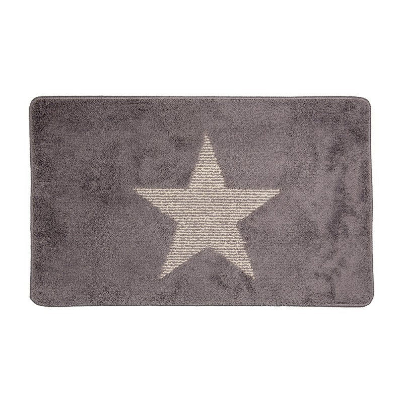 Bath Mat 78 x 48cm Grey Polyester Star Rectangle - BATH MATS/SETS - Beattys of Loughrea