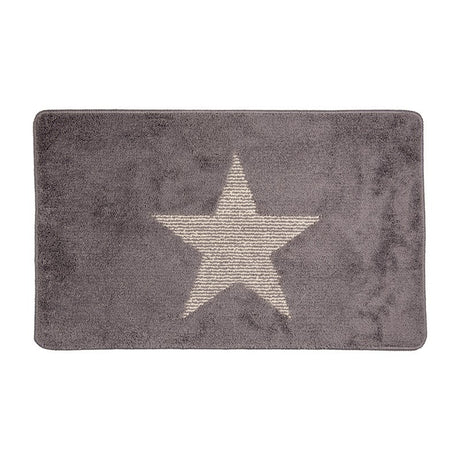 Bath Mat 78 x 48cm Grey Polyester Star Rectangle - BATH MATS/SETS - Beattys of Loughrea