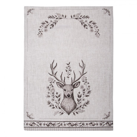 Tea Towel 50 x 70cm Beige Cotton Deer Rectangle - APRON/GLOVE/TEXTILE - Beattys of Loughrea