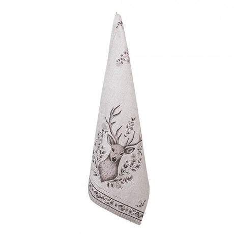 Tea Towel 50 x 70cm Beige Cotton Deer Rectangle - APRON/GLOVE/TEXTILE - Beattys of Loughrea