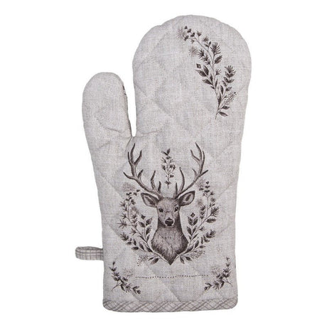 Oven Glove 18 x 30cm Beige Cotton Deer - APRON/GLOVE/TEXTILE - Beattys of Loughrea