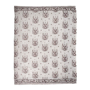 Throw Blanket 130x180 cm Beige Polyester Deer Rectangle Blanket - THROWS/BLANKETS - Beattys of Loughrea