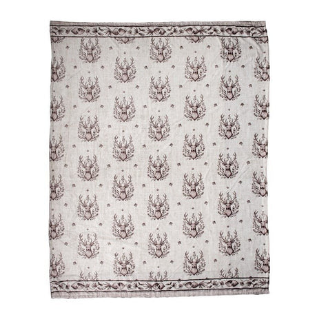 Throw Blanket 130x180 cm Beige Polyester Deer Rectangle Blanket - THROWS/BLANKETS - Beattys of Loughrea