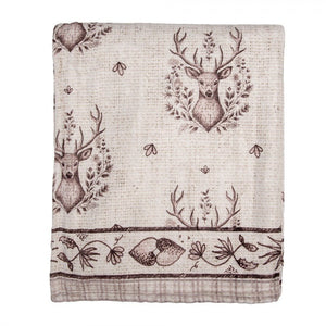 Throw Blanket 130x180 cm Beige Polyester Deer Rectangle Blanket - THROWS/BLANKETS - Beattys of Loughrea