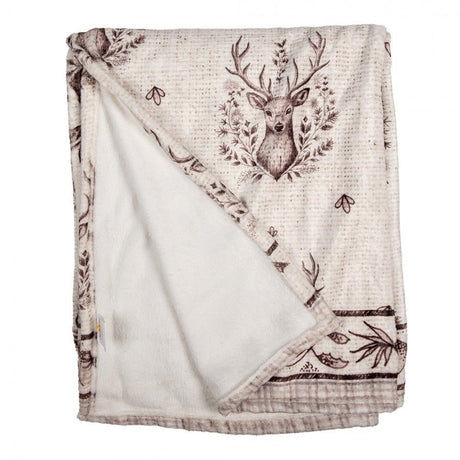Throw Blanket 130x180 cm Beige Polyester Deer Rectangle Blanket - THROWS/BLANKETS - Beattys of Loughrea