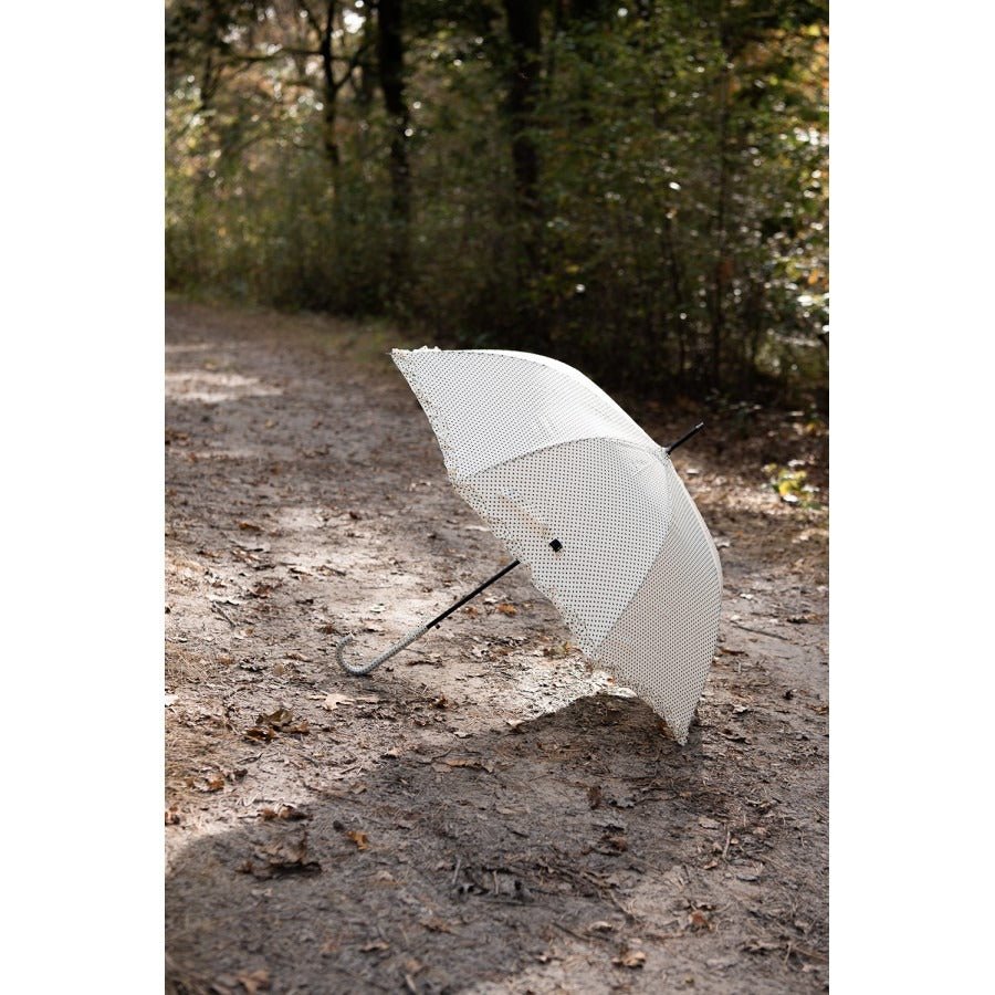 Adult Luxury Umbrella 90cm Beige Polyester Dots - H/H - CLOTHES PEG/COAT HANGER/WALKING STICK..ETC - Beattys of Loughrea