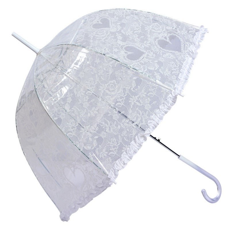Adult Umbrella 60cm Transparent Plastic Hearts Round - H/H - CLOTHES PEG/COAT HANGER/WALKING STICK..ETC - Beattys of Loughrea