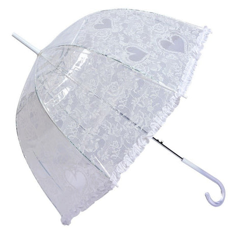 Adult Umbrella 60cm Transparent Plastic Hearts Round - H/H - CLOTHES PEG/COAT HANGER/WALKING STICK..ETC - Beattys of Loughrea