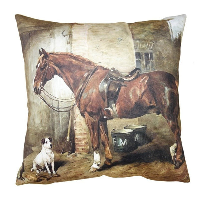 Cushion Cover Polyester 45 x 45cm Horse (no filling) - CUSHIONS/COVERS - Beattys of Loughrea