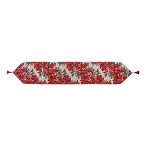 Christmas Table Runner Poinsettia 33 x 180cm Red Polyester - TABLECLOTHS/RUNNERS - Beattys of Loughrea