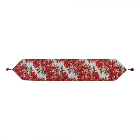 Christmas Table Runner Poinsettia 33 x 180cm Red Polyester - TABLECLOTHS/RUNNERS - Beattys of Loughrea