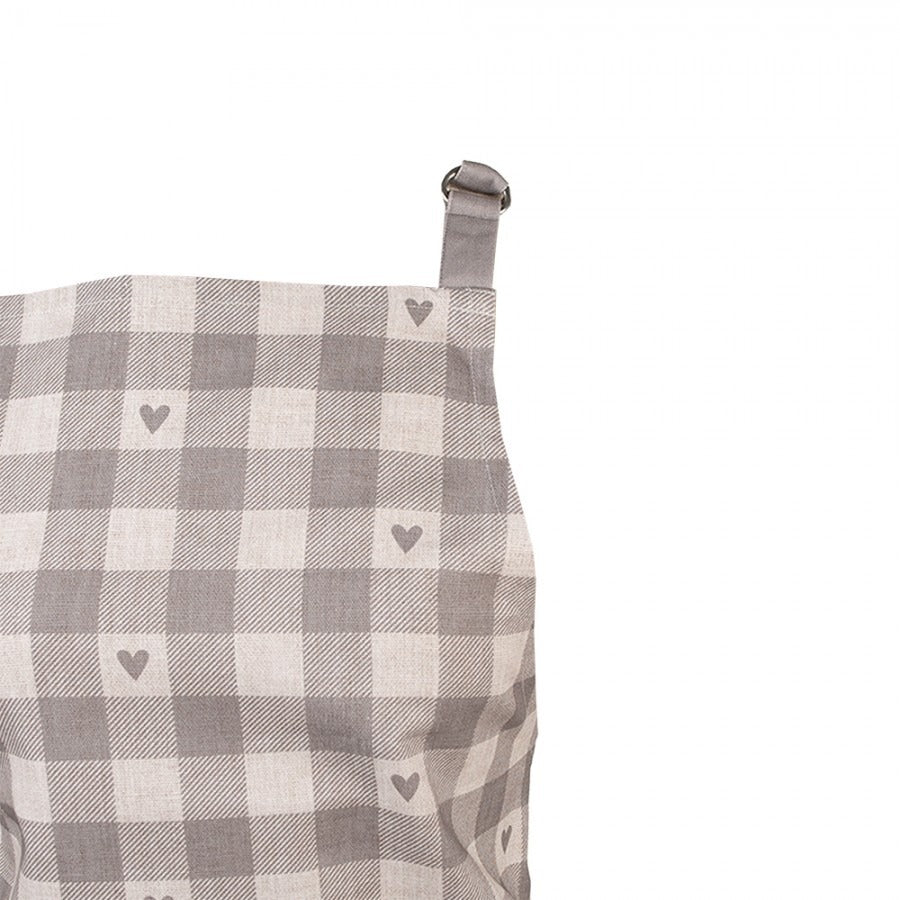 Kitchen Apron 70 x 85cm Grey Beige Cotton Hearts - APRON/GLOVE/TEXTILE - Beattys of Loughrea