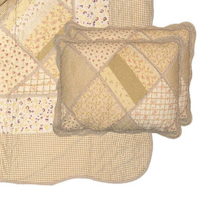 Country Cottage Patchwork Bedspread & 2 Pillowcases Set Green Beige - BED SPREADS/COVERS/QUILTS - Beattys of Loughrea