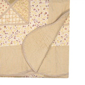 Country Cottage Patchwork Bedspread & 2 Pillowcases Set Green Beige - BED SPREADS/COVERS/QUILTS - Beattys of Loughrea