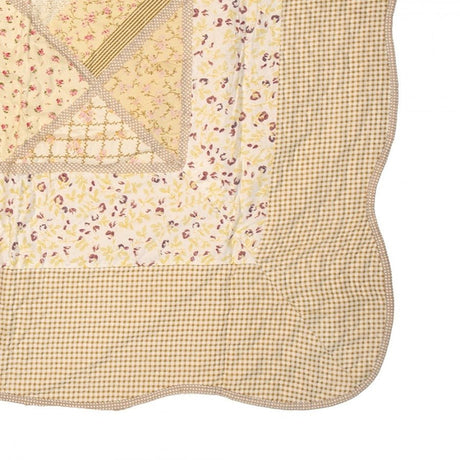 Country Cottage Patchwork Bedspread & 2 Pillowcases Set Green Beige - BED SPREADS/COVERS/QUILTS - Beattys of Loughrea