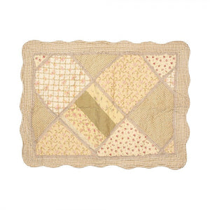 Country Cottage Patchwork Bedspread & 2 Pillowcases Set Green Beige - BED SPREADS/COVERS/QUILTS - Beattys of Loughrea
