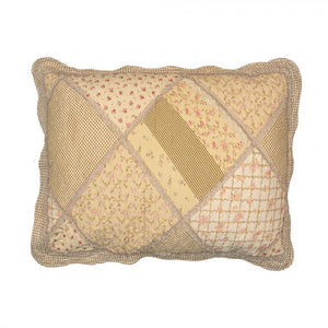 Country Cottage Patchwork Bedspread & 2 Pillowcases Set Green Beige - BED SPREADS/COVERS/QUILTS - Beattys of Loughrea