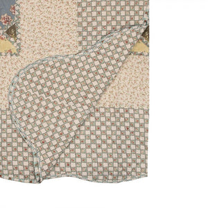 Country Cottage Patchwork Bedspread & 2 Pillowcases Set Blue Beige - Beattys of Loughrea | www.beattys.ie