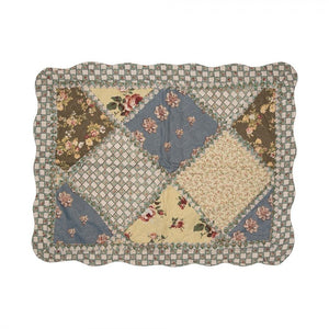 Country Cottage Patchwork Bedspread & 2 Pillowcases Set Blue Beige - Beattys of Loughrea | www.beattys.ie