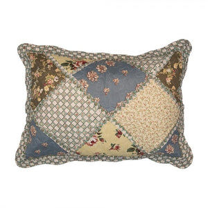 Country Cottage Patchwork Bedspread & 2 Pillowcases Set Blue Beige - Beattys of Loughrea | www.beattys.ie