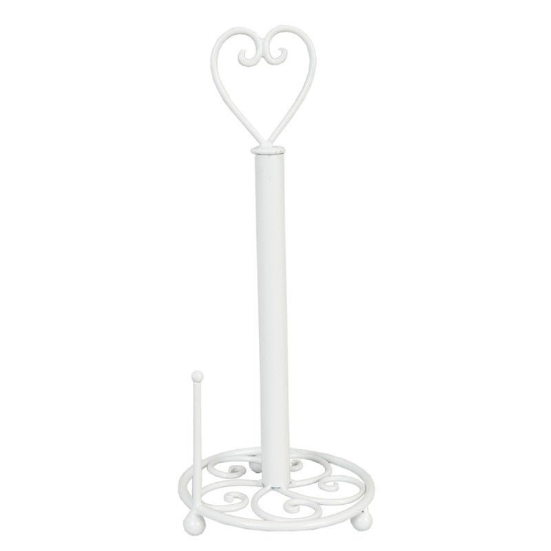 Kitchen Roll Holder 18 x 39cm White Iron Heart - KITCHEN HAND TOOLS - Beattys of Loughrea