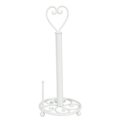 Kitchen Roll Holder 18 x 39cm White Iron Heart - KITCHEN HAND TOOLS - Beattys of Loughrea