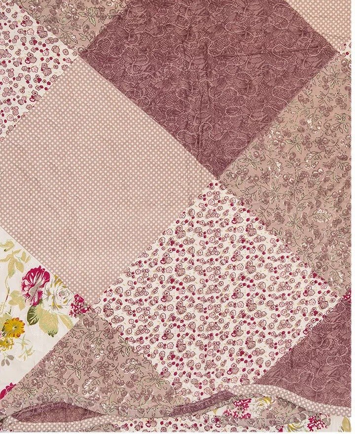 Country Cottage Patchwork Bedspread & 2 Pillowcases Set Purple - Beattys of Loughrea | www.beattys.ie