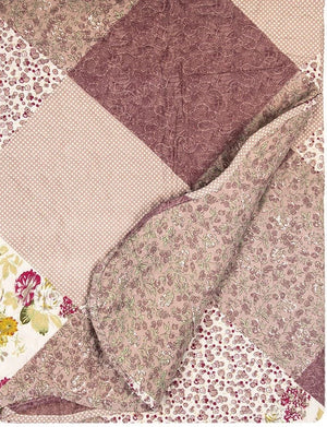 Country Cottage Patchwork Bedspread & 2 Pillowcases Set Purple - Beattys of Loughrea | www.beattys.ie