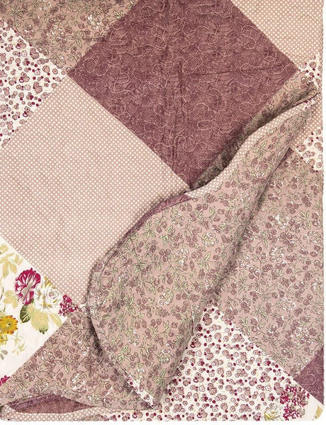 Country Cottage Patchwork Bedspread & 2 Pillowcases Set Purple - BED SPREADS/COVERS/QUILTS - Beattys of Loughrea