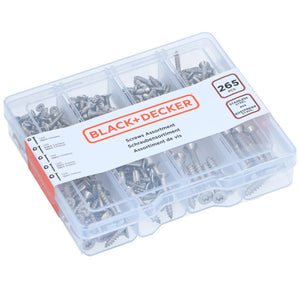 BLACK+DECKER 265 - Piece Screw Assortment - POZI SCREWS/CAPS - Beattys of Loughrea