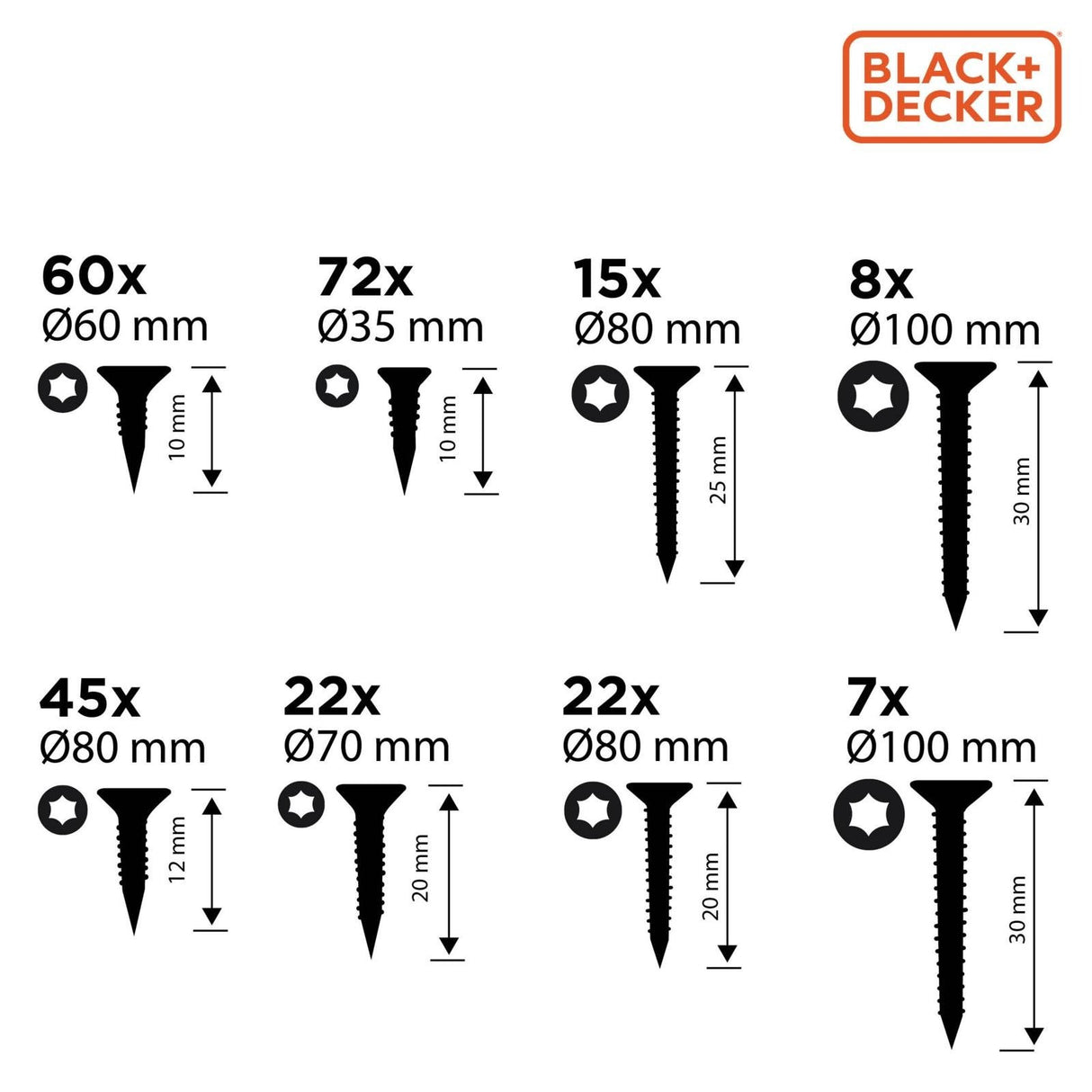 BLACK+DECKER 265 - Piece Screw Assortment - POZI SCREWS/CAPS - Beattys of Loughrea