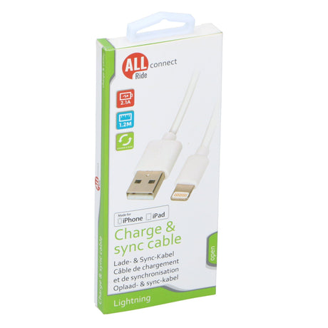 ALL RIDE Charge and Sync Lightning USB Cable 1.2m - LEADS - Beattys of Loughrea