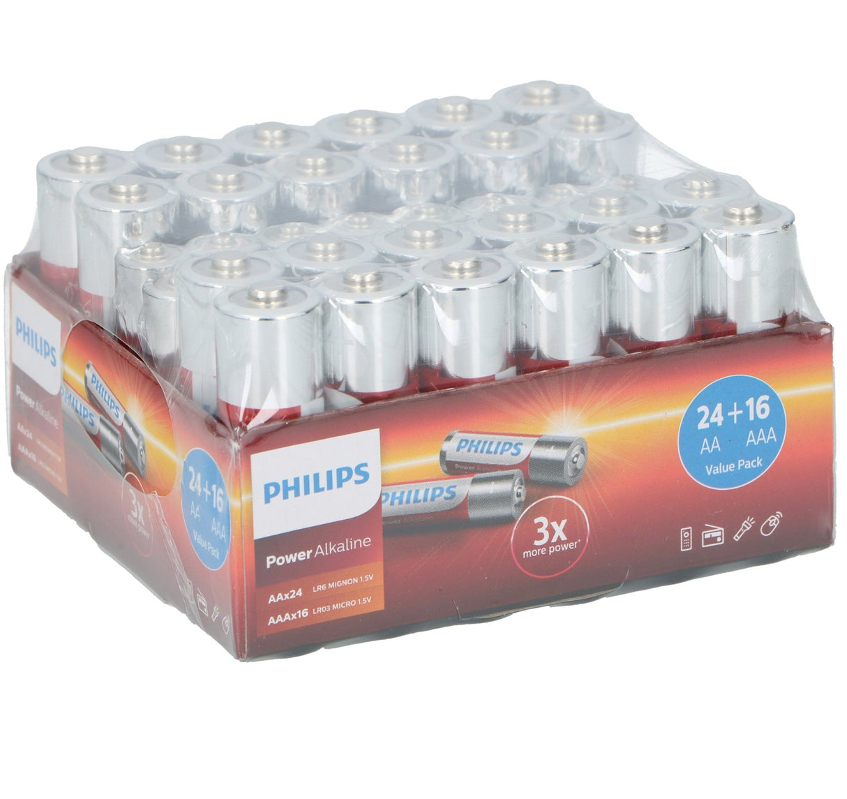 PHILIPS Alkaline Batteries 40pk (24 x AA & 16 x AAA) - BATTERIES - Beattys of Loughrea