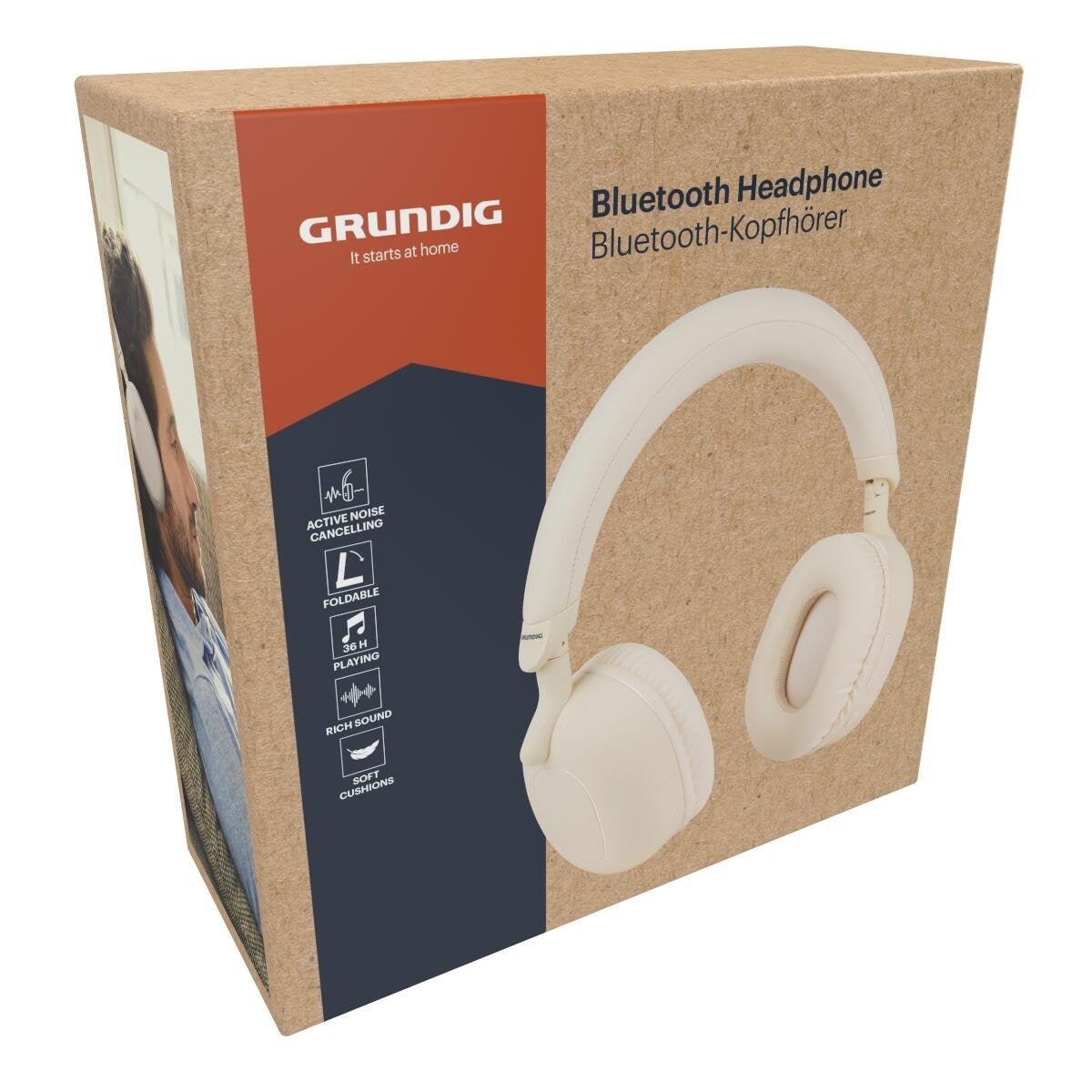 GRUNDIG Wireless Headphones Cream 33187 - HEADPHONES / EARPHONES/ MICROPHONE - Beattys of Loughrea