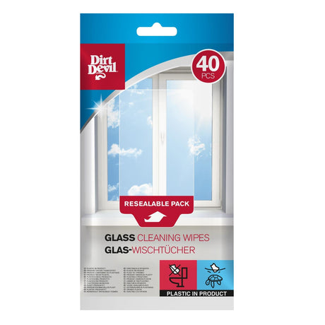 DIRT DEVIL Glass Cleaning Wipes 40 pcs - CLEANING - DUSTER / WINDOW ACCS - Beattys of Loughrea