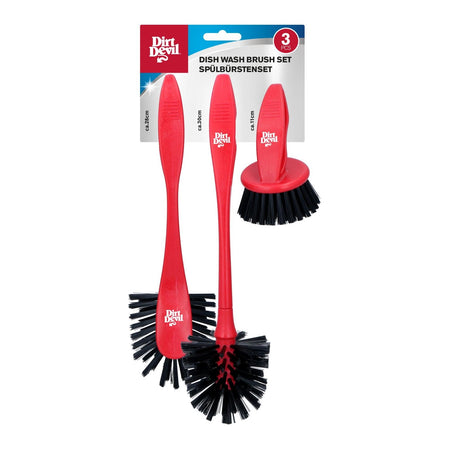 DIRT DEVIL Dish Wash Brush Set 3 Pcs - CLEANING BRUSH SML - NAIL/SHOE/BOTTLE - Beattys of Loughrea
