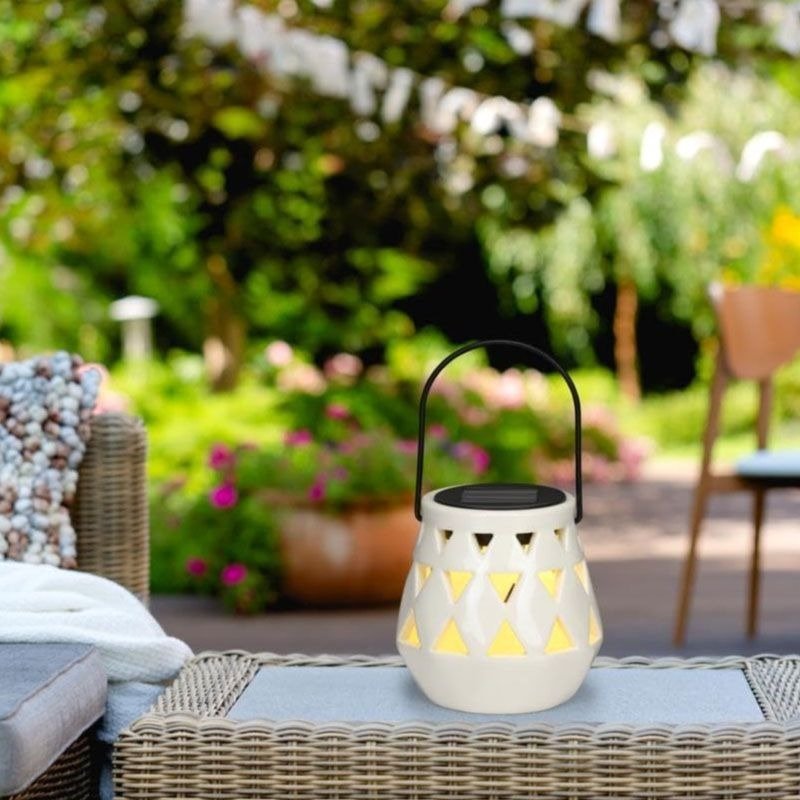 Articasa White 10x11cm Solar Garden Lantern - GARDEN ORNAMENTS INCL SOLAR - Beattys of Loughrea