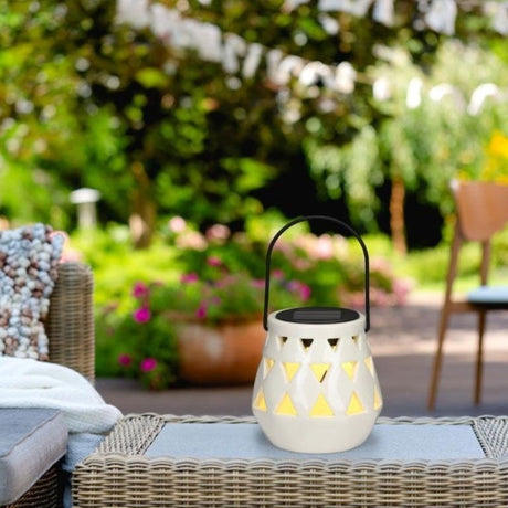 Articasa White 10x11cm Solar Garden Lantern - GARDEN ORNAMENTS INCL SOLAR - Beattys of Loughrea