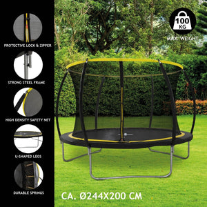 DUNLOP Trampoline with Safety Net 8ft (244 x 200cm) - SWINGS/SLIDE OUTDOOR GAMES - Beattys of Loughrea