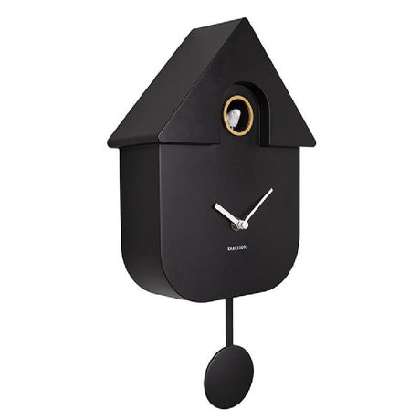 Wall Clock Modern Cuckoo Metallic Black - CLOCKS - Beattys of Loughrea
