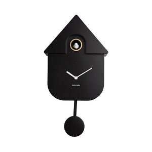 Wall Clock Modern Cuckoo Metallic Black - CLOCKS - Beattys of Loughrea