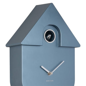 Wall Clock Modern Cuckoo Metallic Dark Blue - CLOCKS - Beattys of Loughrea